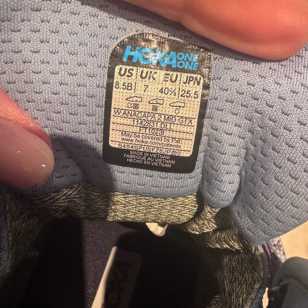LIKE NEW HOKA ONE ONE ANACAPA MID GTX GORETEX SUEDE BLUE HIKING BOOTS SNEAKERS - Picture 9 of 10